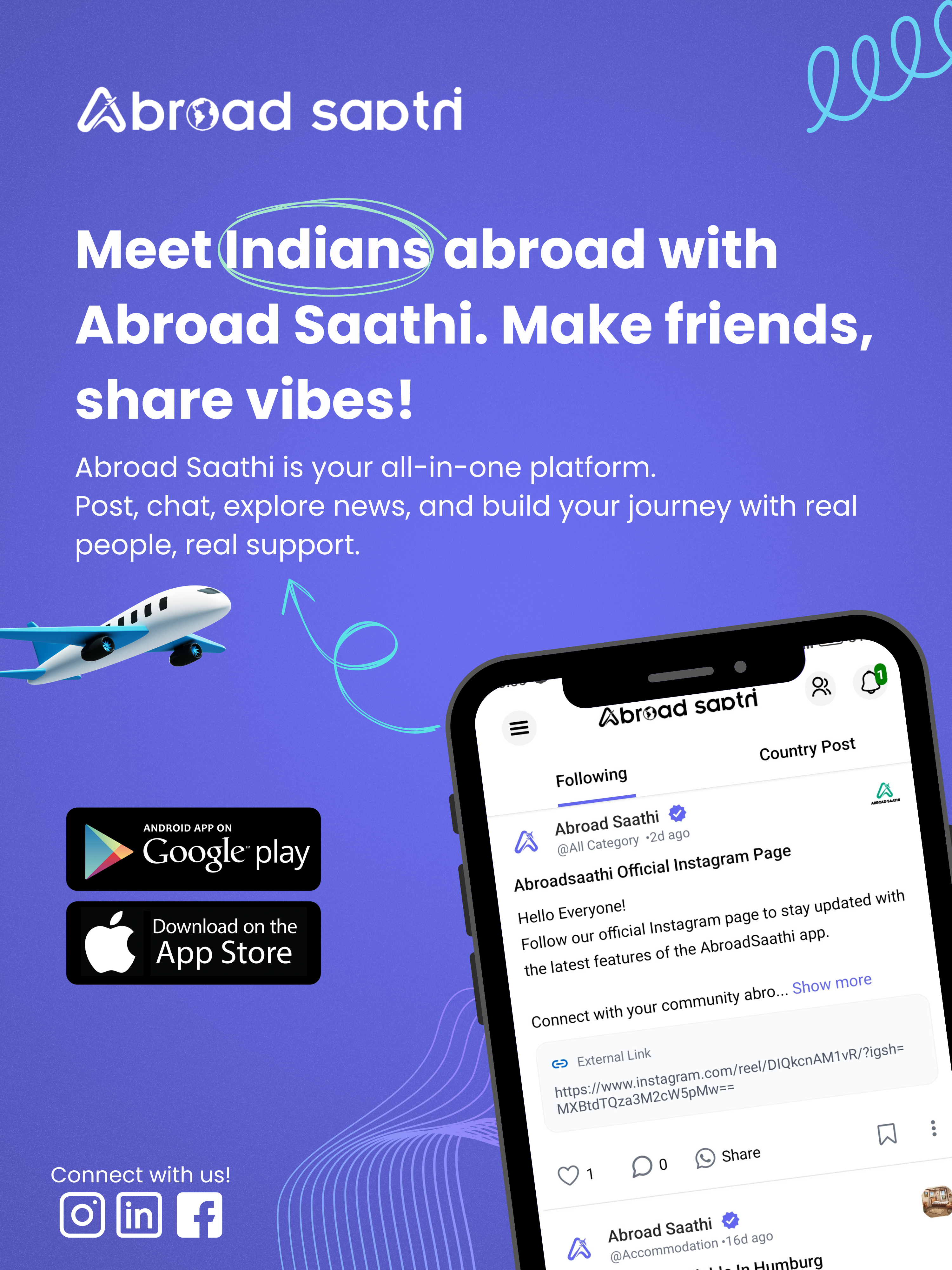 NRI Connect App - Abroadsaathi Global NRI Community App 